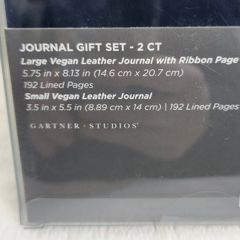Gartner Studios Navy Blue Silver Gray Vegan Leather Journal 2 Piece Gift Set NWT